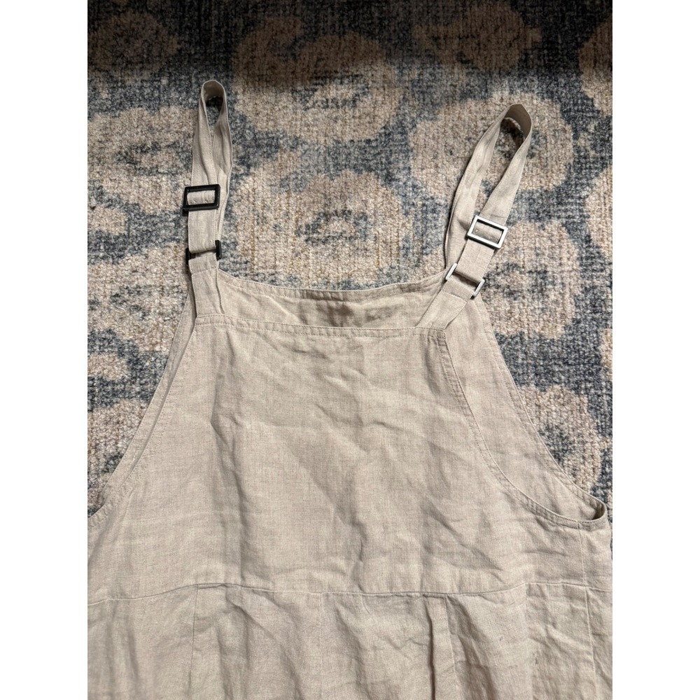 Eileen Fisher Cropped Organic Linen Overall Jumpsuit Medium Excellent Condition - Picture 6 of 7